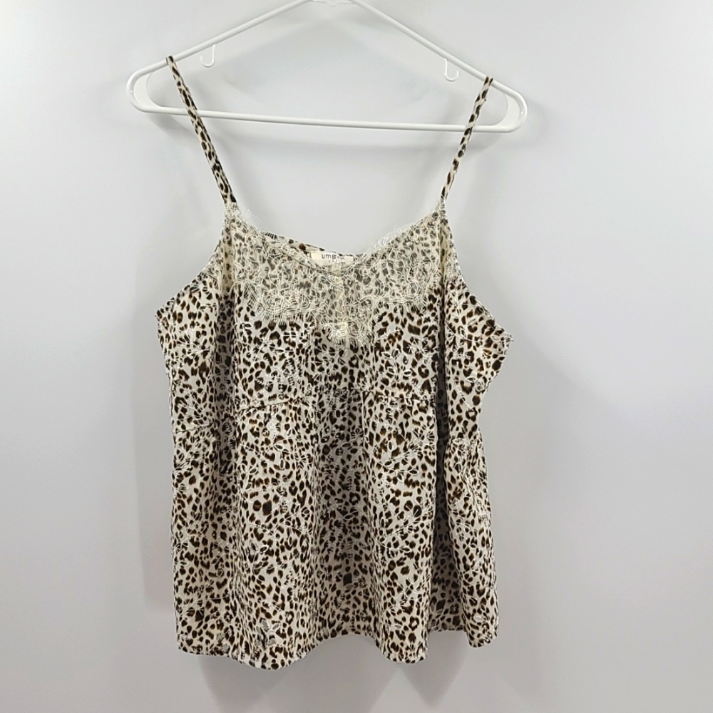 Nwt. Umgee leopard print eyelet lace tank top - Picture 1 of 7